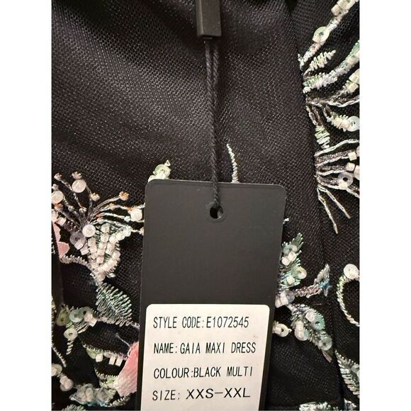 ELLIATT Gaia Maxi Dress - Black Multi Wedding Guest Gala Event Dress size S NWT - Picture 8 of 8